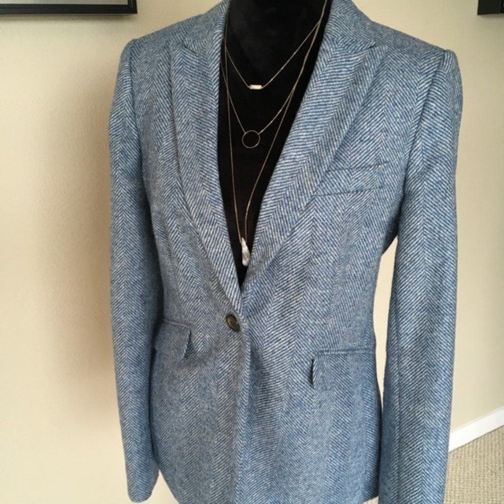 BODEN Sz8 British Tweed Blazer - Blue Herringbone